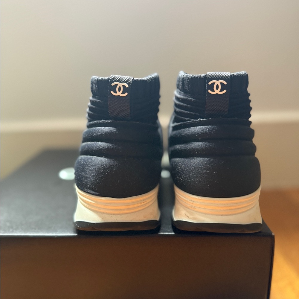 Chanel 2017 sock sneakers black size 36.5